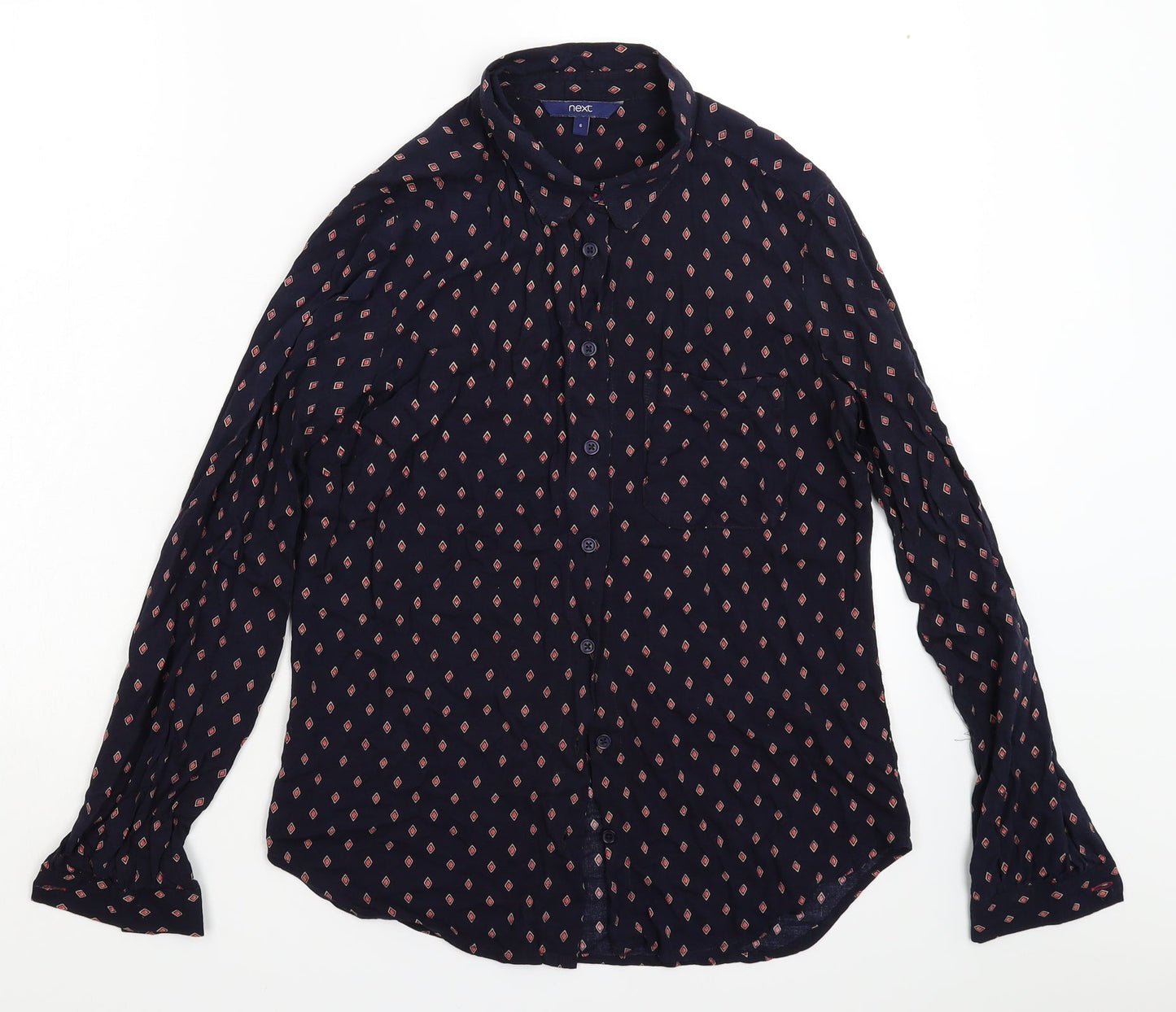 NEXT Womens Blue Geometric  Basic Button-Up Size 6