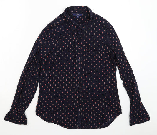NEXT Womens Blue Geometric  Basic Button-Up Size 6