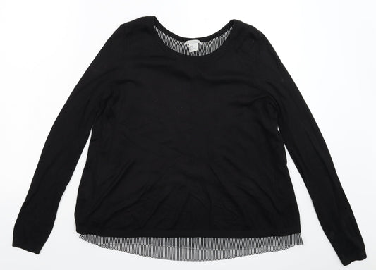 H&M Womens Black  Knit Pullover Jumper Size M