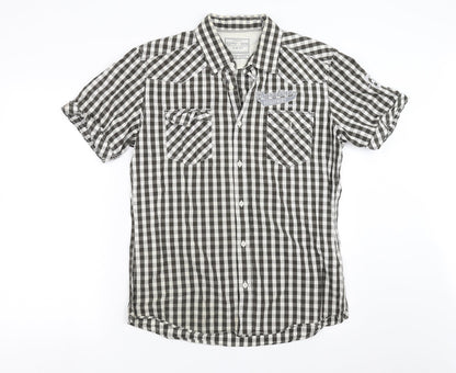 Additional front view of ESPRIT men’s green check button-up, size L