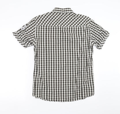 Back view of ESPRIT men’s green check button-up, size L