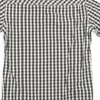 Brand and care label for ESPRIT men’s green check button-up, size L