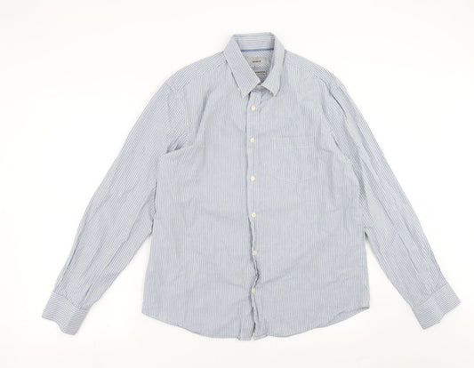 Marks and Spencer Mens Blue Striped   Button-Up Size L  - Tailored fit