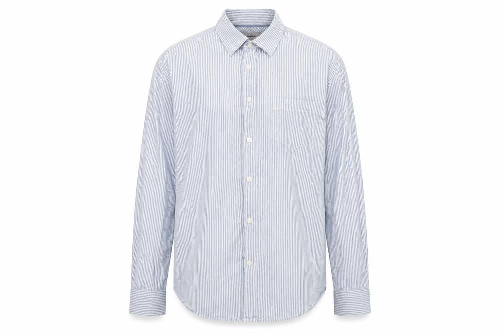 Marks & Spencer Mens Blue Striped   Button-Up Size L  - Tailored fit