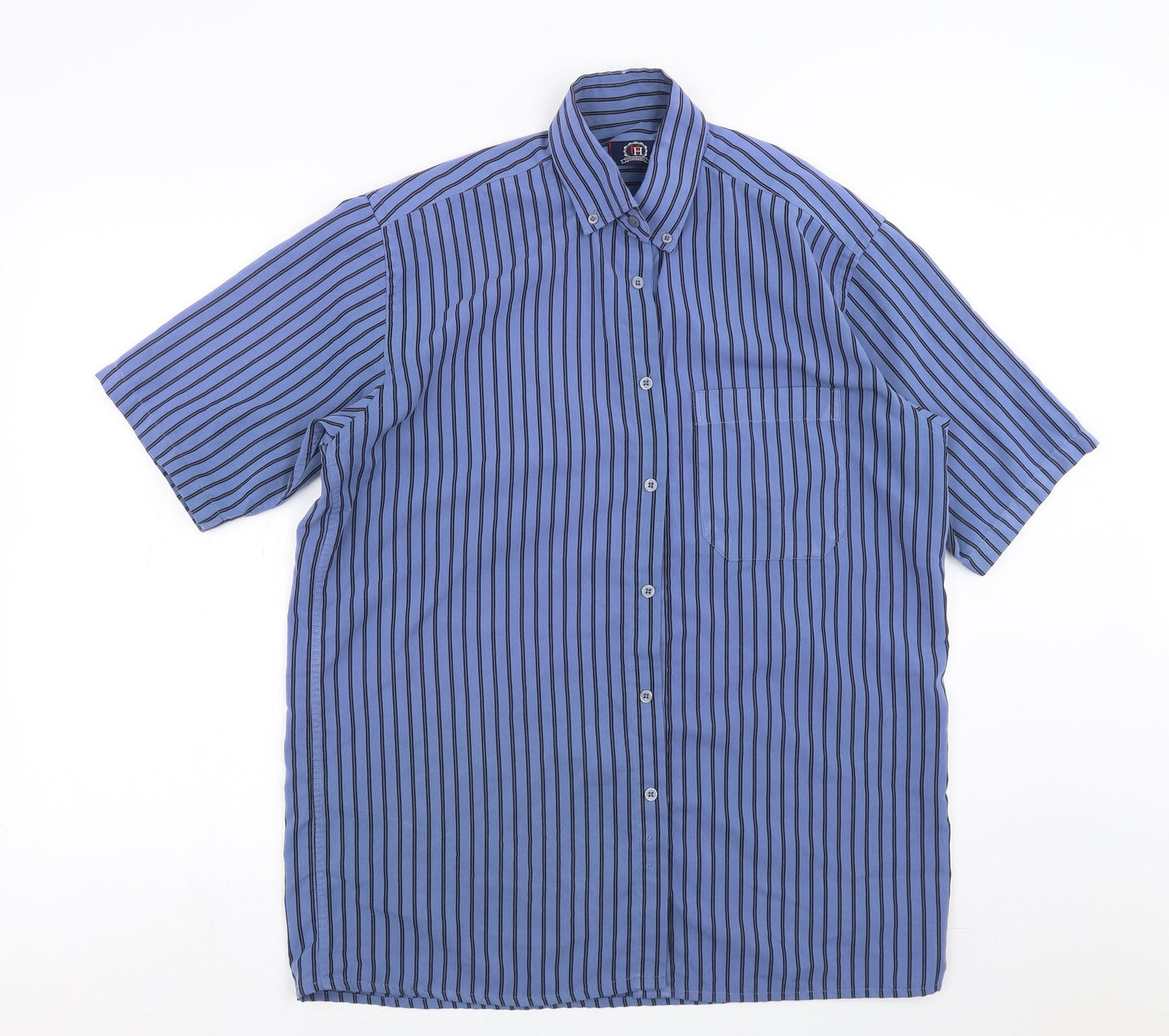 Hutson Harbour Mens Blue Striped   Button-Up Size M