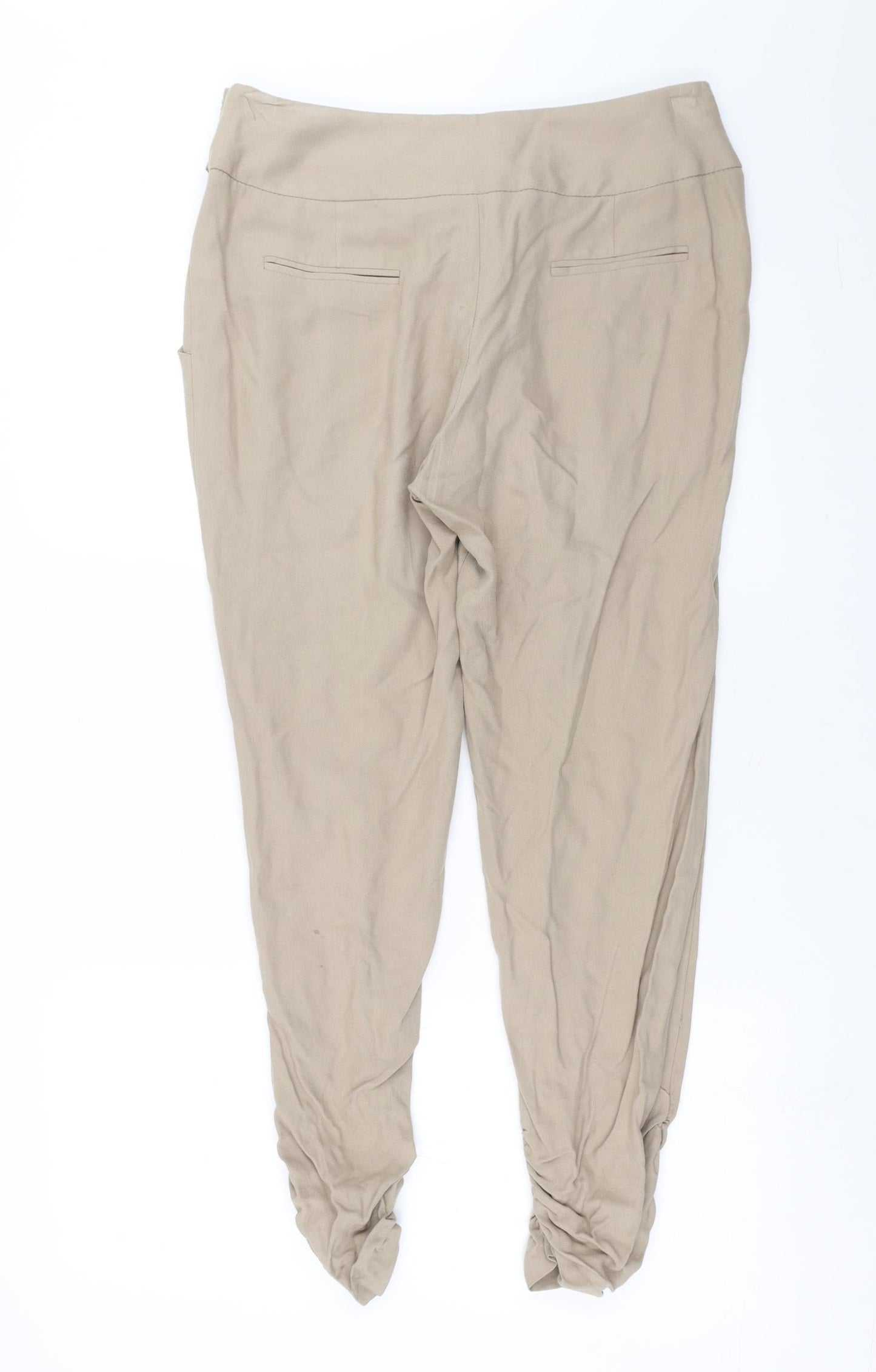 Dorothy Perkins Womens Beige   Trousers  Size 10 L28 in - ruched ankles