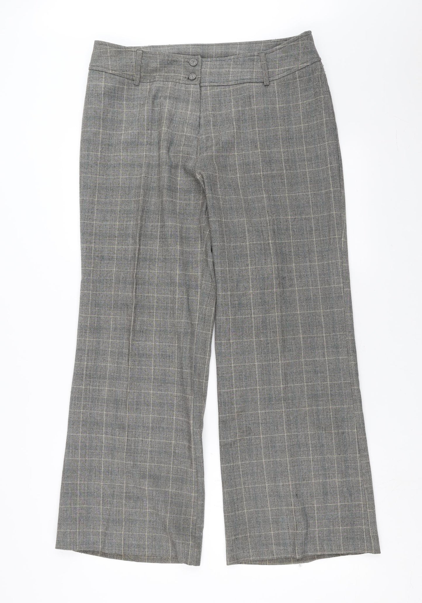 Ellie Louise Womens Grey Check  Trousers  Size 16 L29 in