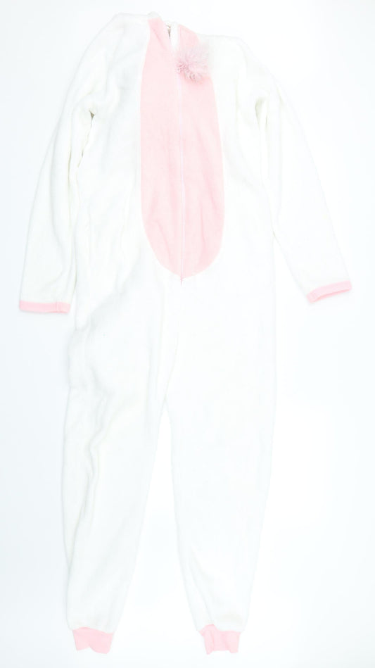 Love to lounge Girls White Animal Print Fleece Capri One Piece Size XS  - Unicorn