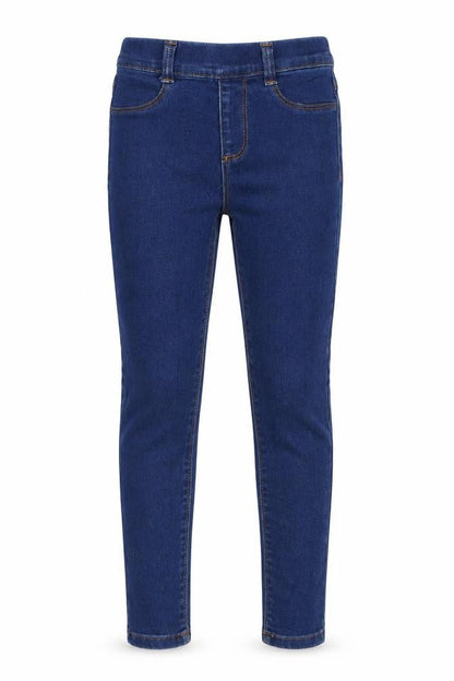 Front view of Denim CO. girls’ blue denim skinny jeans, size 7-8, years