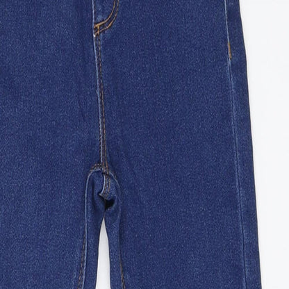 Close-up detail of Denim CO. girls’ blue denim skinny jeans, size 7-8, years