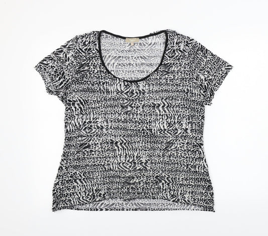 Soon Womens Black Animal Print  Basic T-Shirt Size 16