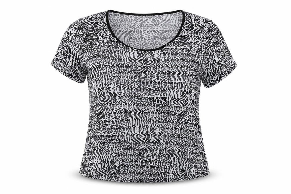 Soon Womens Black Animal Print  Basic T-Shirt Size 16