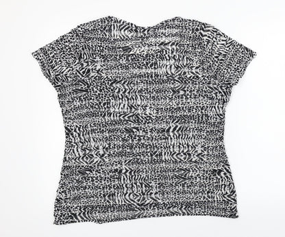 Back view of Soon women’s black animal print basic t-shirt, size UK 16