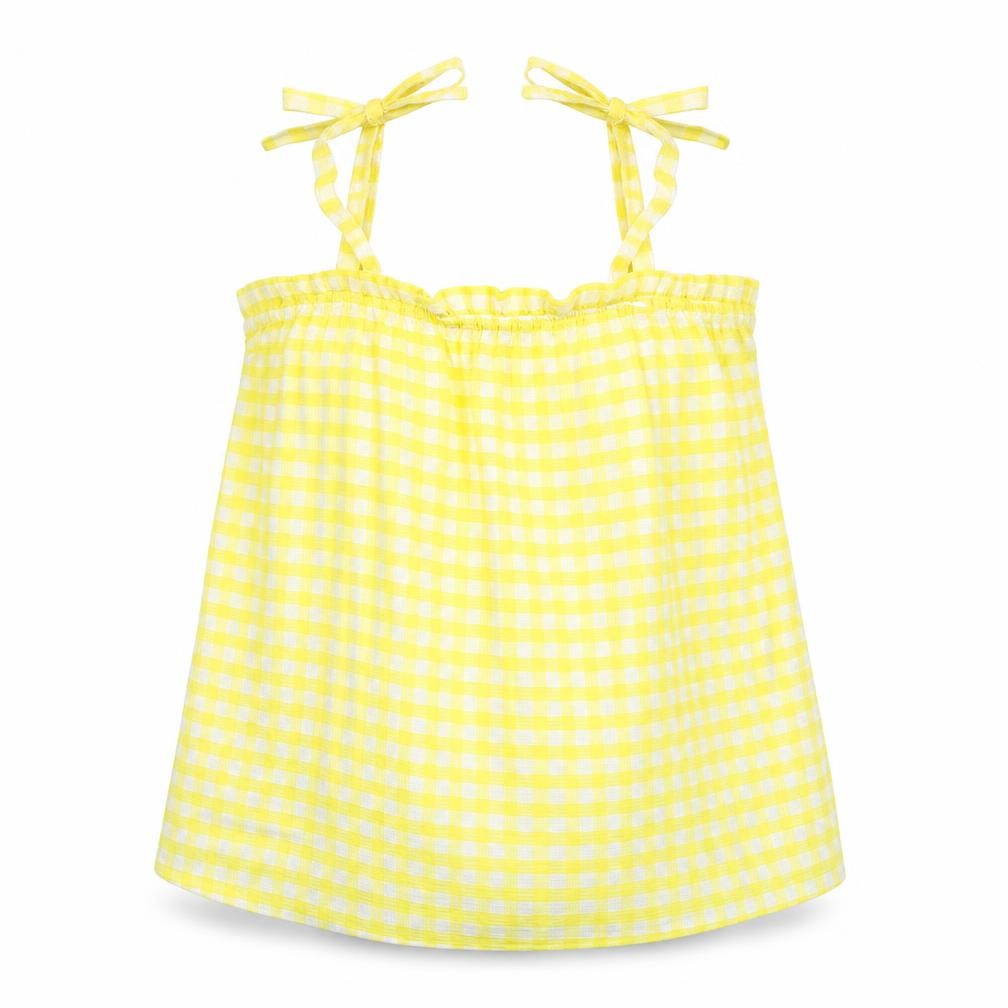 George  Womens Yellow Check  Basic T-Shirt Size 10