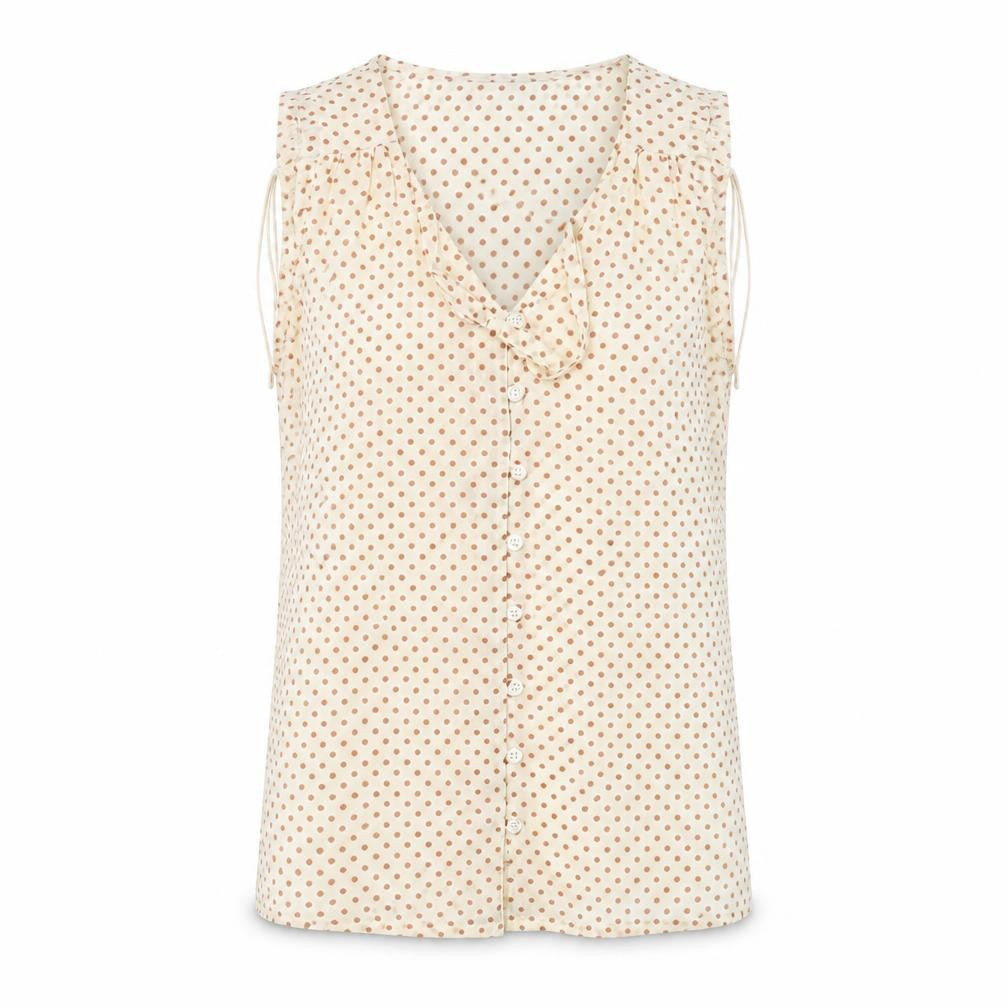 F&F  Womens Beige Polka Dot  Basic Button-Up Size 8