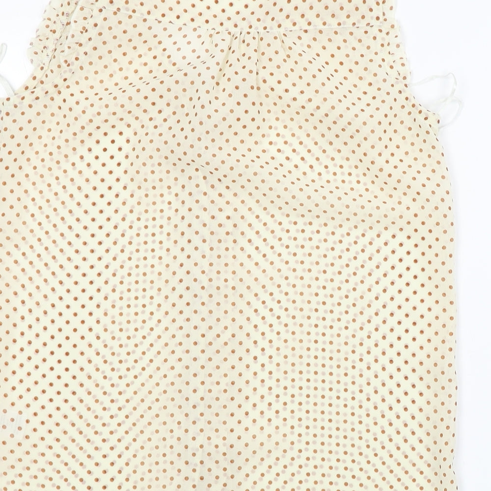 F&F  Womens Beige Polka Dot  Basic Button-Up Size 8