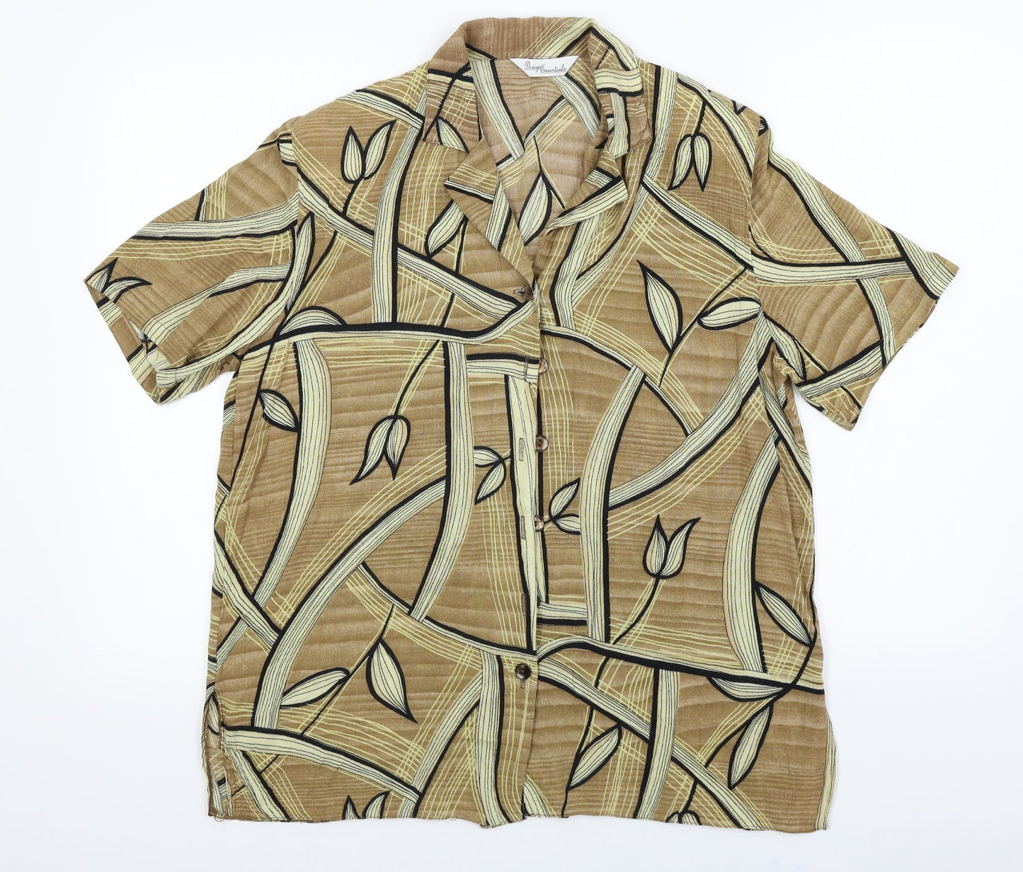 Design essentials  Womens Brown Floral  Basic Button-Up Size 16