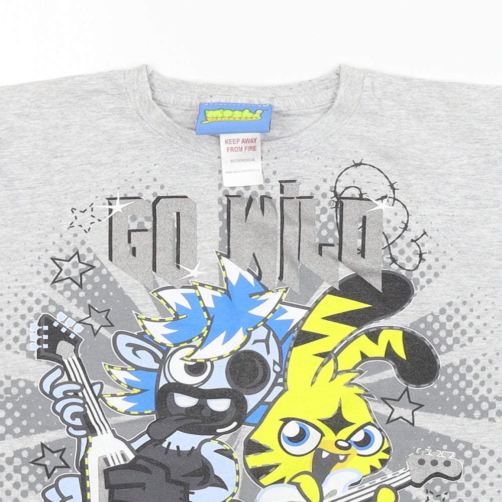 moshi monsters  Boys Grey   Basic T-Shirt Size 7-8 Years