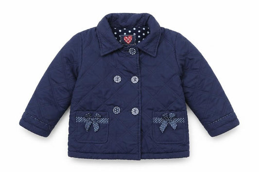 Front view of St Bernard Baby Blue Quilted Coat, size 18-24, Months