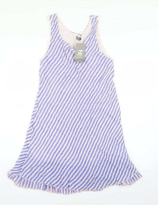 Seven Style Womens Blue Striped  A-Line  Size S
