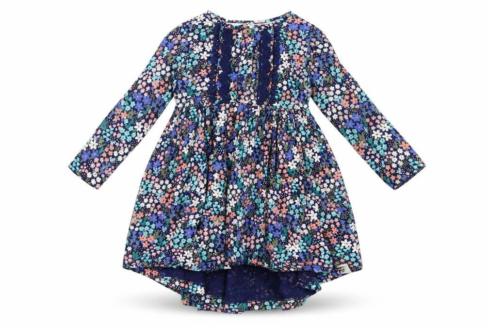 Manta Ray Girls Blue Floral  Fit & Flare  Size 18 Months