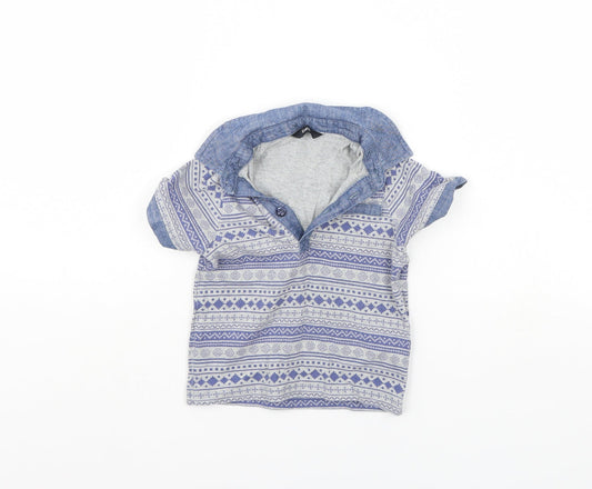 George Boys Blue Striped  Basic Polo Size 12 Months