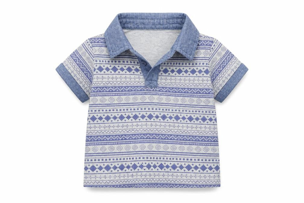 George Boys Blue Striped  Basic Polo Size 12 Months
