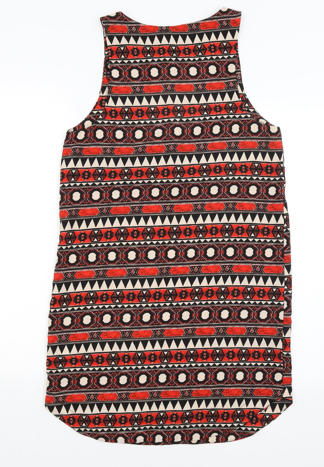 H&M Womens Red Geometric  A-Line  Size 8