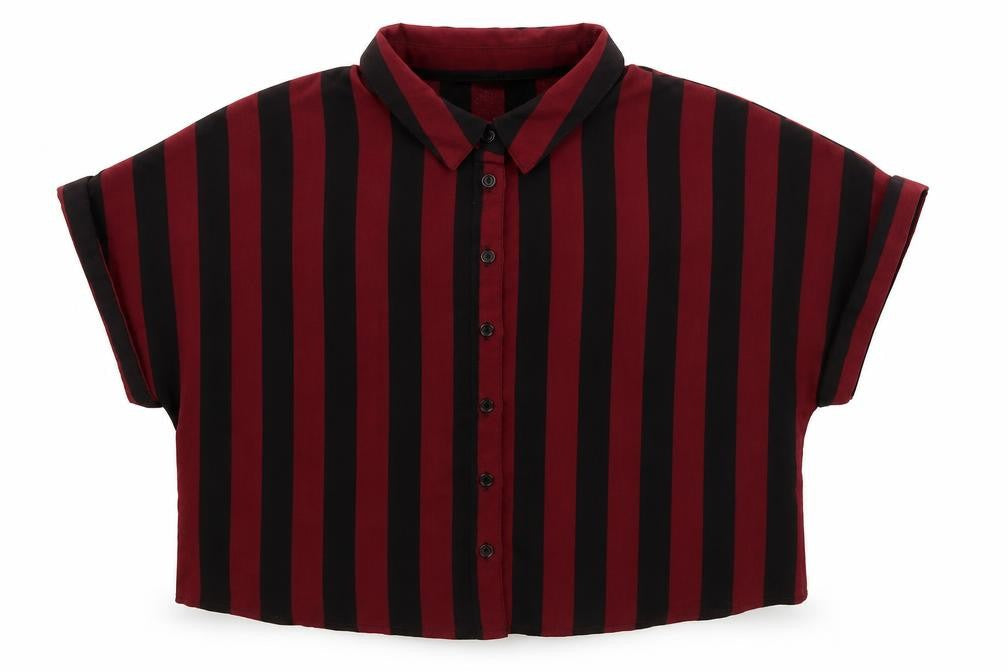 New Look Girls Red Striped  Cropped Button-Up Size 14 Years