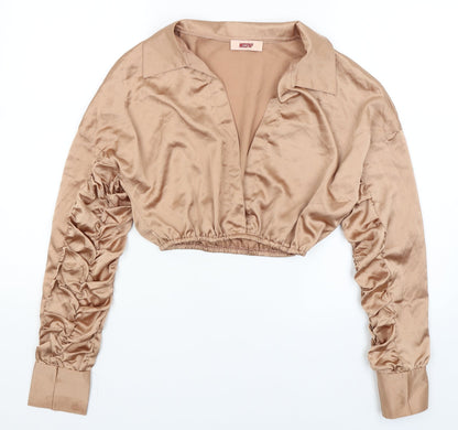 Front view of Miss Pap women’s gold jacket, size UK 12