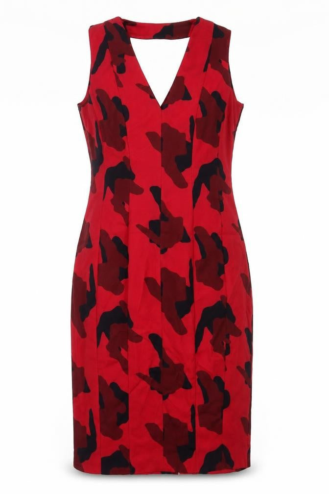 H&M Womens Red Batik Rayon A-Line  Size 10