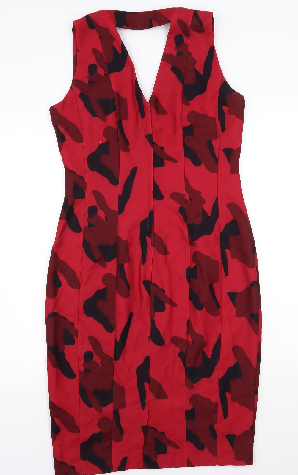 H&M Womens Red Batik Rayon A-Line  Size 10