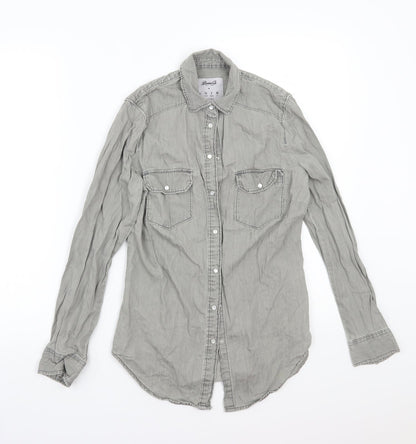 Additional front view of Denim & Co. women’s grey basic button-up, size UK 6