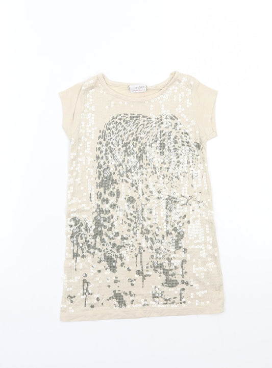 NEXT Girls Beige  Rayon Basic T-Shirt Size 4 Years