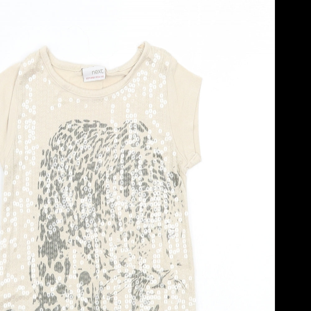NEXT Girls Beige  Rayon Basic T-Shirt Size 4 Years