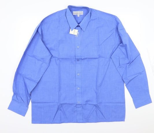 Classics Mens Blue    Button-Up Size 17