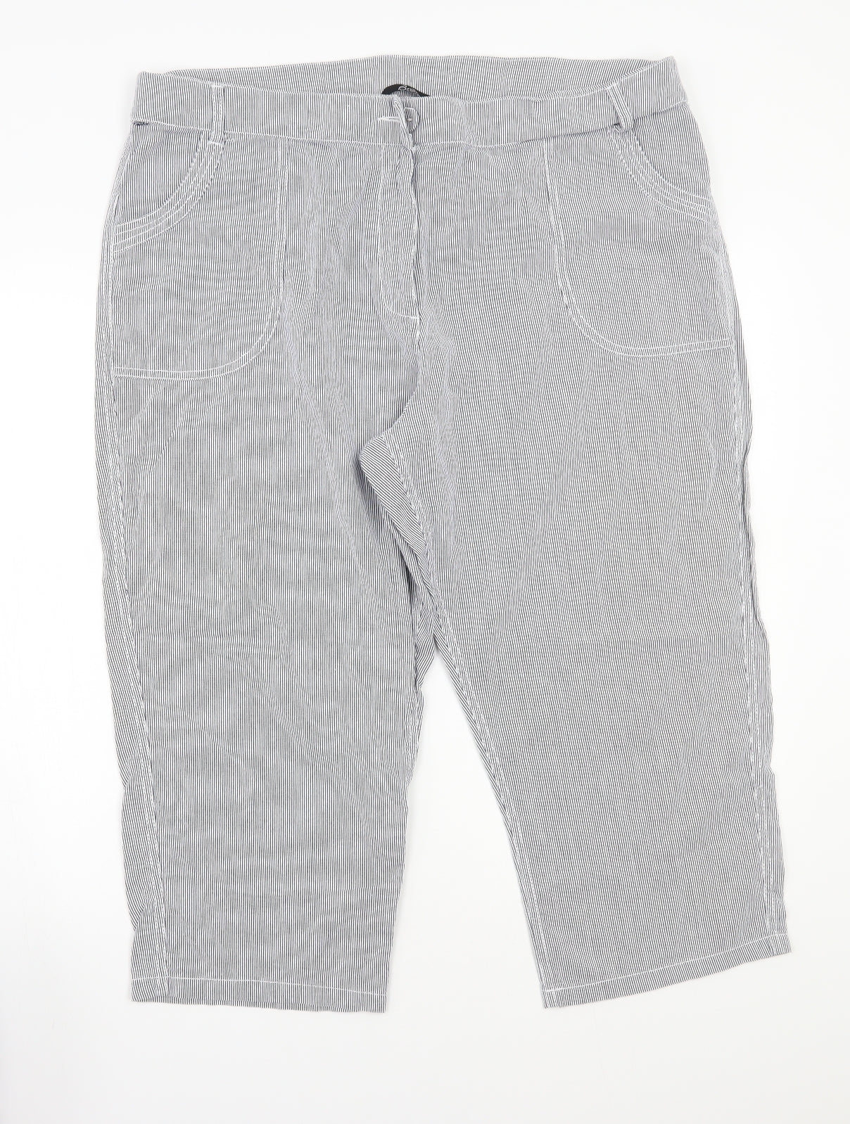 BM Womens White Striped  Trousers  Size 18 L20 in