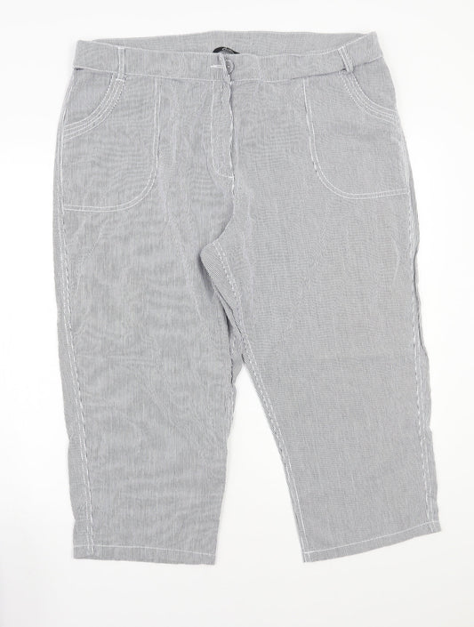 BM Womens White Striped  Trousers  Size 18 L20 in