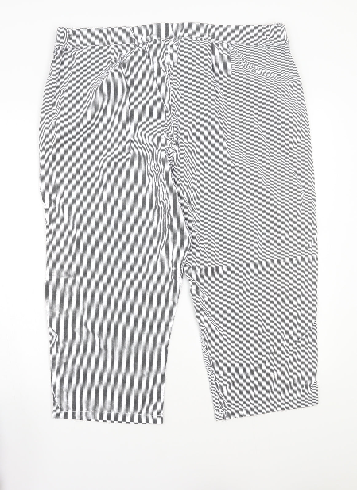 BM Womens White Striped  Trousers  Size 18 L20 in