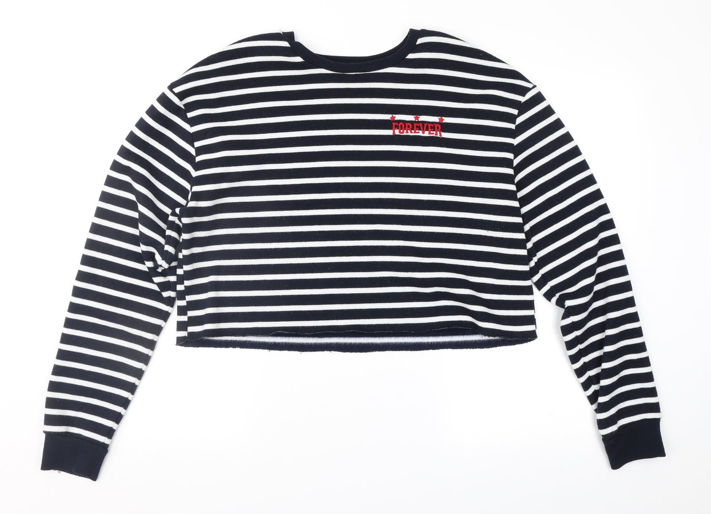 Topshop Womens Black Striped  Pullover Sweatshirt Size 12