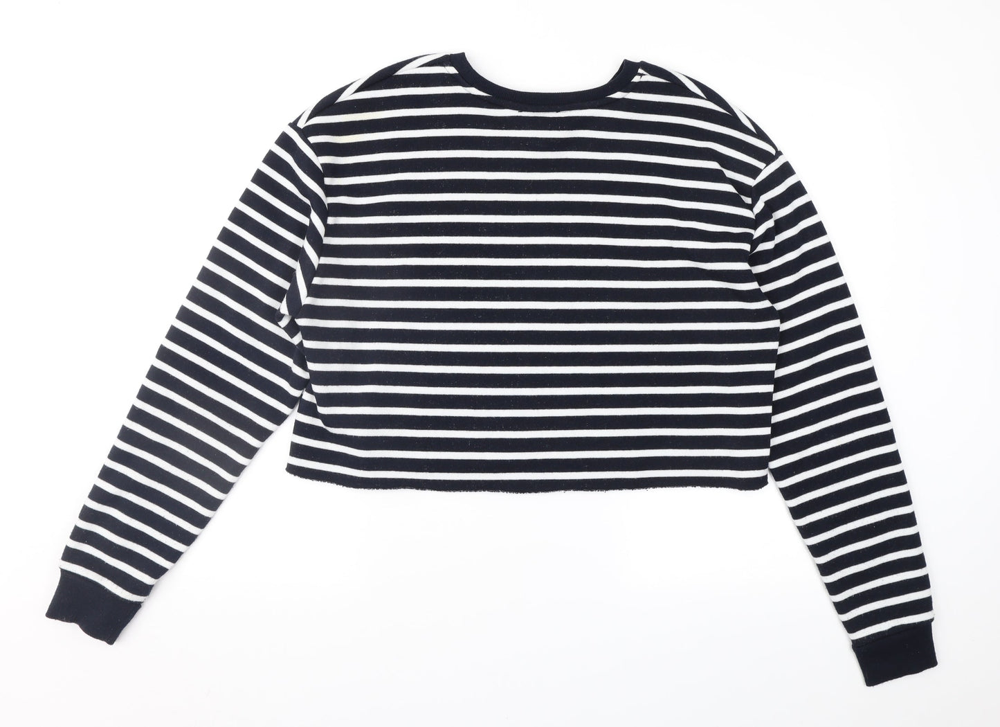 Topshop Womens Black Striped  Pullover Sweatshirt Size 12