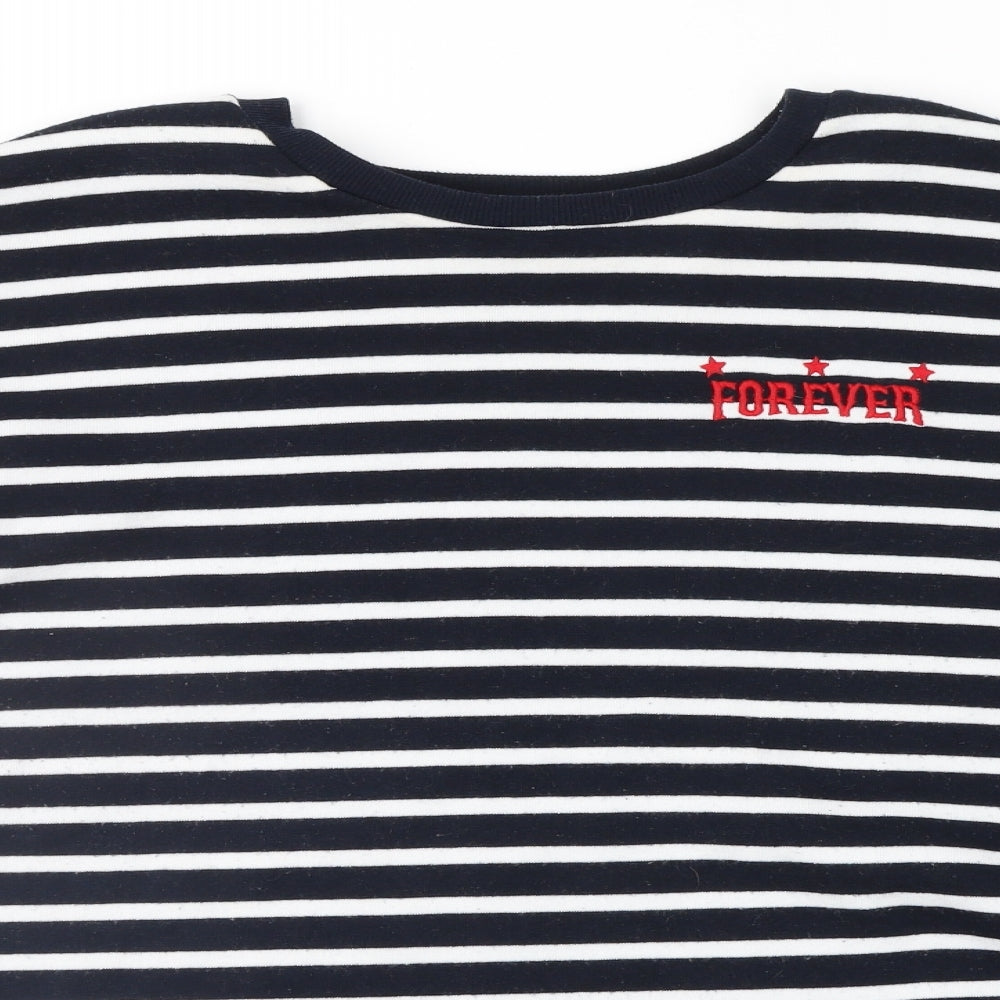 Topshop Womens Black Striped  Pullover Sweatshirt Size 12