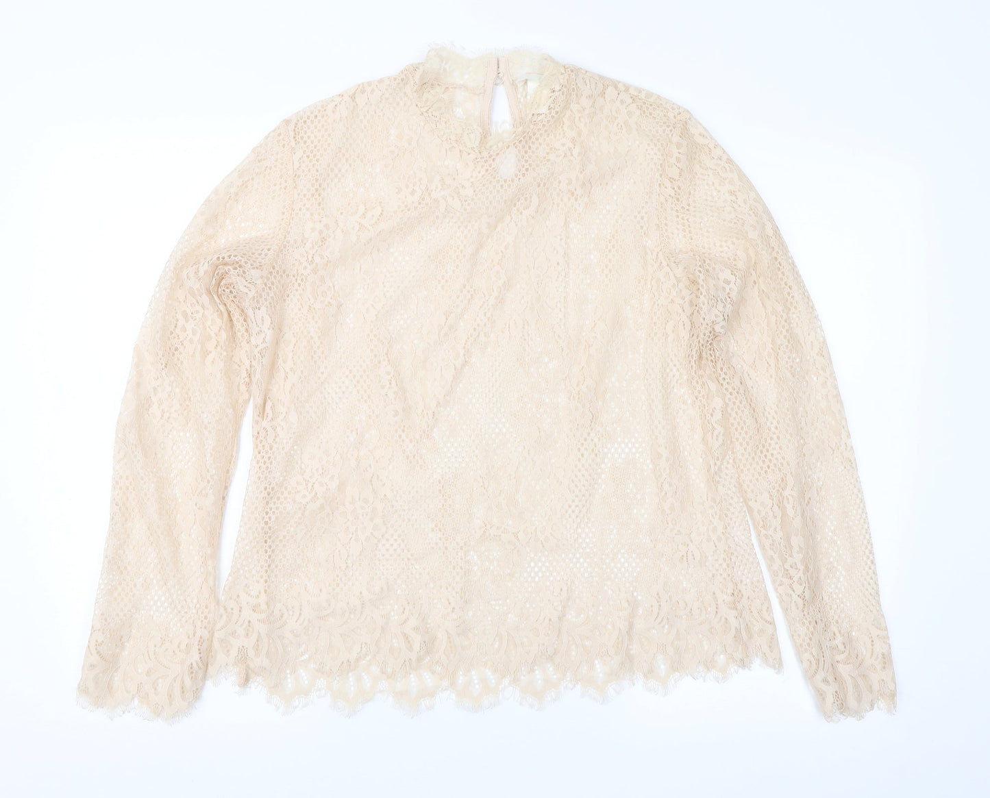 H&M Womens Pink  Lace Basic Blouse Size L