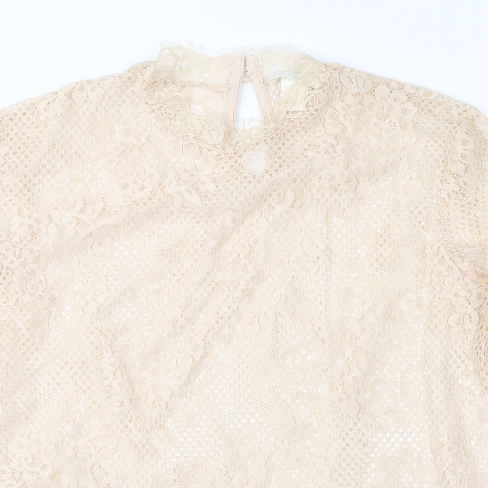 H&M Womens Pink  Lace Basic Blouse Size L