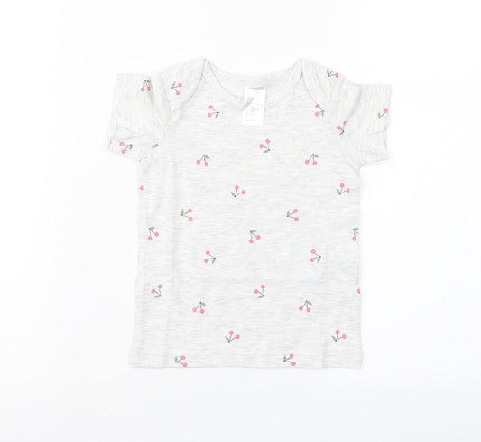 H&M Girls Grey Floral  Basic T-Shirt Size 3-6 Months