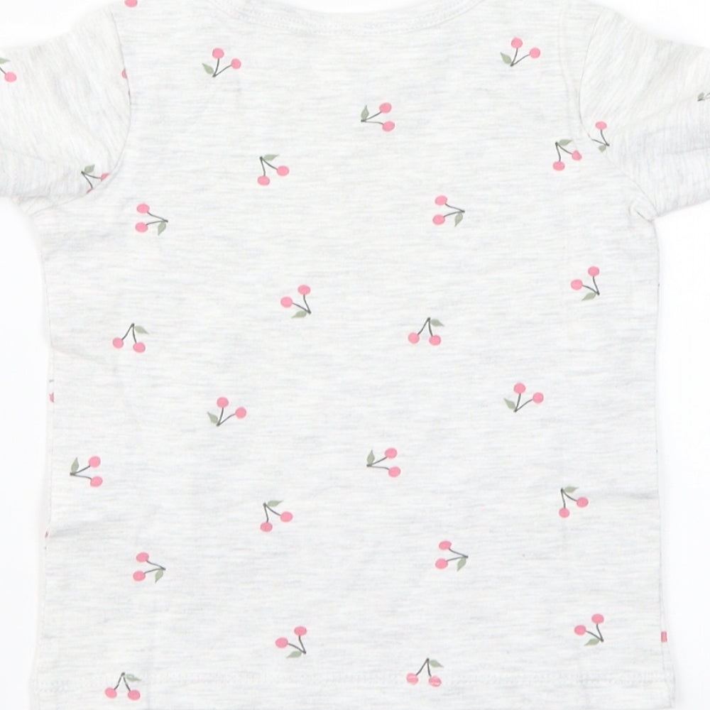 H&M Girls Grey Floral  Basic T-Shirt Size 3-6 Months