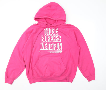 Preloved Gildan Womens Pink   Pullover Hoodie Size L - Front