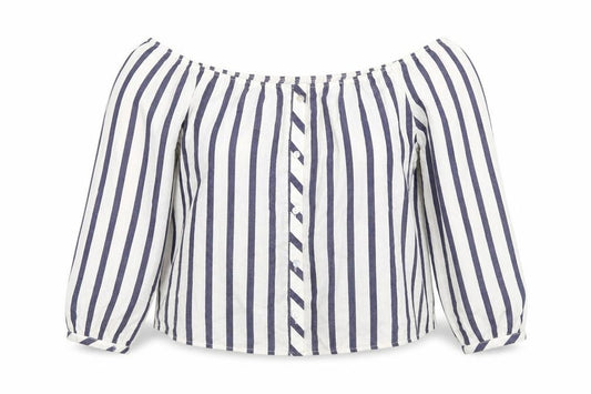 Miss Selfridge Womens Blue Striped  Basic Blouse Size 10