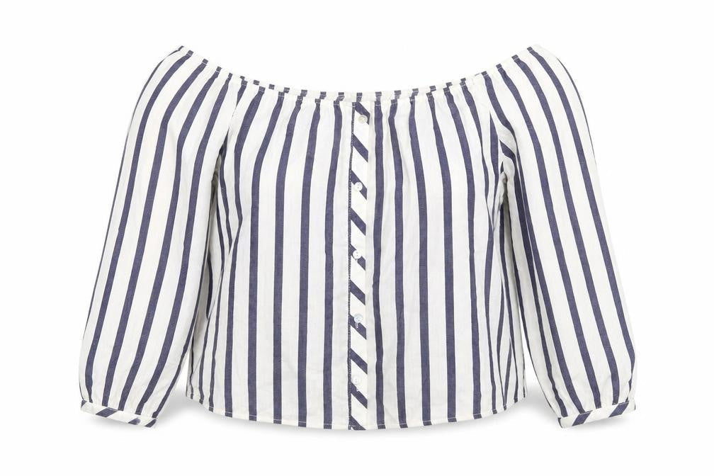Miss Selfridge Womens Blue Striped  Basic Blouse Size 10