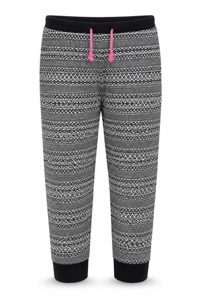 Primark Womens Black Geometric  Cropped Trousers Size 10 L21 in